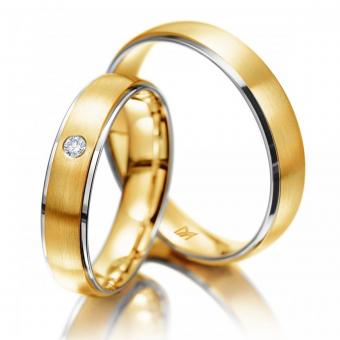 Trauringe Meister Classics bicolor slim Damenring ohne Stein | 585 Weiss-Gelbgold