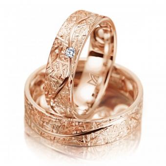 Meister Trauringe Individuals wave Rotgold Damenring mit Stein | 750 Rotgold