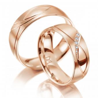 Meister Trauringe Symbolics groove Gelbgold Damenring mit Stein | 585 Rotgold