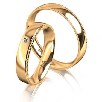 Meister Trauringe granulated Damenring mit Stein | 585 Gelbgold
