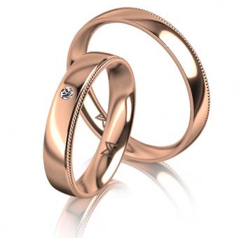 Meister Trauringe granulated Damenring mit Stein | 585 Rotgold