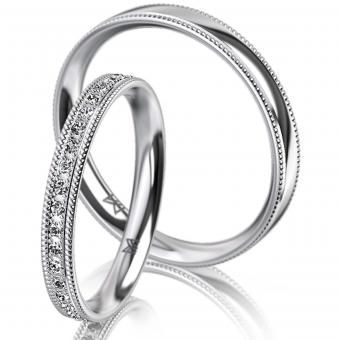Meister Eheringe granulated narrow Damenring mit Stein | 950 Platin