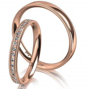Meister Eheringe granulated narrow Damenring mit Stein | 585 Rotgold