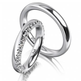 Meister Trauringe Classics fancy Rotgold Damenring mit Stein | 585 Weißgold