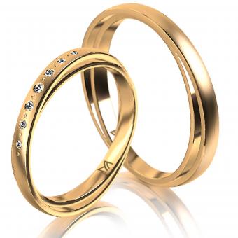 Meister Trauringe oblique band narrow Damenring mit Stein | 585 Gelbgold