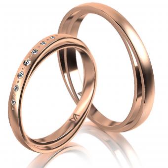 Meister Trauringe oblique band narrow Damenring mit Stein | 750 Rotgold