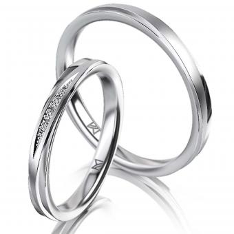 Flowing Band Eheringe Damenring mit Stein | 585 Weißgold