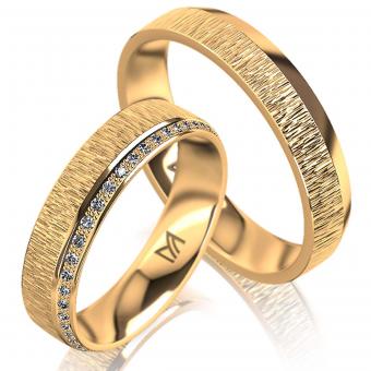 Meister Trauringe Individuals Tree Bark Damenring mit Stein | 585 Gelbgold
