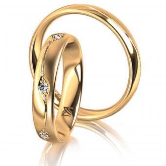 Meister Eheringe Flowing Line Damenring mit Stein | 585 Gelbgold