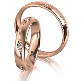 Meister Eheringe Flowing Line Damenring mit Stein | 750 Rotgold