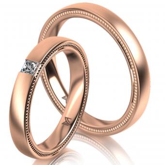 Meister Eheringe granulated edge Damenring mit Stein | 585 Rotgold
