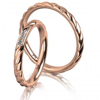 Meister Trauringe Classics multi groove Damenring mit Stein | 750 Rotgold