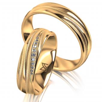 Meister  Individuals Trauringe Modeled Gold Damenring mit Stein | 750 Gelbgold