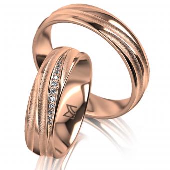 Meister  Individuals Trauringe Modeled Gold Damenring mit Stein | 585 Rotgold