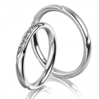 Meister Trauringe Classics diagonal groove Damenring mit Stein | 950 Platin