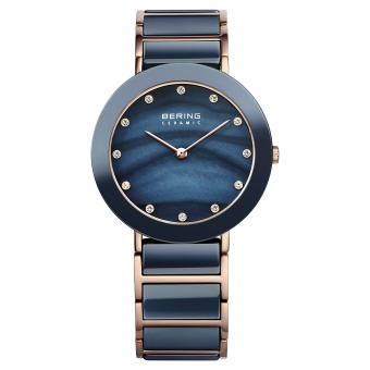 Damenuhr 11435-767 Keramik Blau Rosé 35mm BERING 