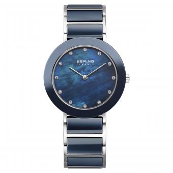 Damenuhr 11435-787 Keramik Blau Silber 35mm BERING 