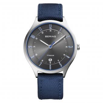BERING Herrenuhr 11739-873 Titanium 39mm Nato Blau 