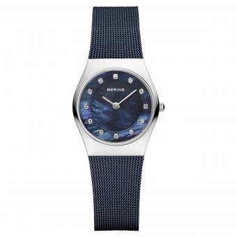 BERING Classic Damenuhr 27mm Blau Zirkonia 11927-307 