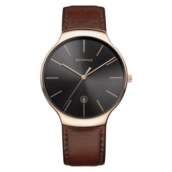 BERING 13338-562 Herrenuhr 38mm Rosé Braun Classic 