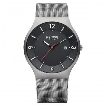 Solar Herrenuhr 14440-077 BERING 40mm Mesh Silber Schwarz 