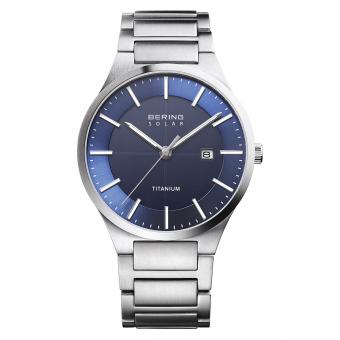 Solar Herrenuhr 15239-777 BERING 39mm Titanium Blau 