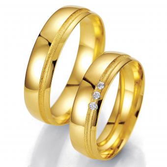 Trauring Gelbgold mit 3 Brillanten 