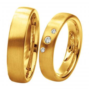 Saint Maurice Gelbgold Hochzeitsringe Twin Set Damenring mit Stein | 600 Platin