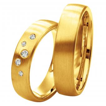 Saint Maurice Gelbgold Twin Set Hochzeitsringe Damenring mit Stein | 333 Rotgold