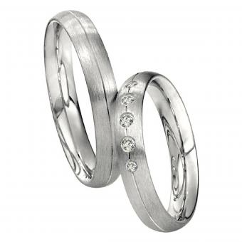 Hochzeitsringe Platin Twin Set Saint Maurice Damenring mit Stein | 333 Weissgold