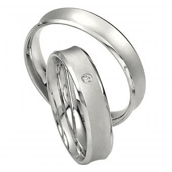 Saint Maurice Platin Hochzeitsringe Twin Set Damenring mit Stein | 333 Weissgold