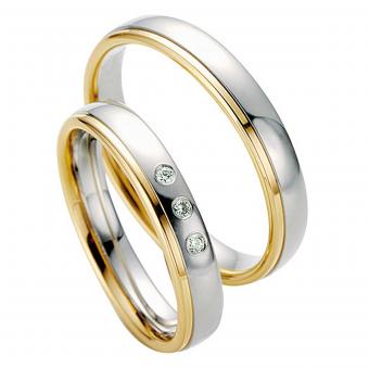 Saint Maurice Hochzeitsringe Twin Set Bicolor Damenring mit Stein | 600 Platin-585 Rotgold