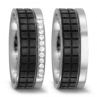 Titanfactory Partnerringe Titan Carbon Square 