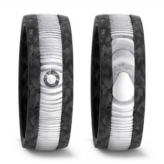 Titanfactory Paarringe Damaszener Stahl Carbon 