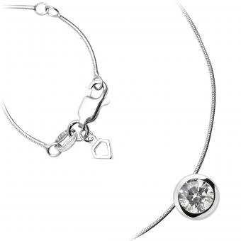 Plain Zirkonia Anhänger mit Kette Silber 