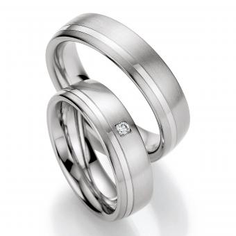 Paarringe Edelstahl Princess Cut Damenring mit Stein | Edelstahl