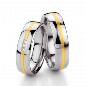 Paarringe Edelstahl-585 Gold poliert 