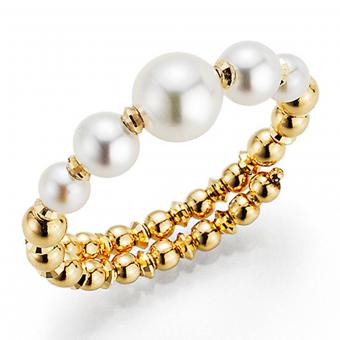 Perlenring Akoya Flexible Gelbgold 