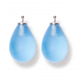 Heide Heinzendorff Einhänger Tropfen Quarz 16mm Eisblau Matt 