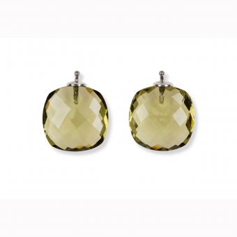 Heide Heinzendorff Einhänger Quarzglas Briolett 16mm Oliv 