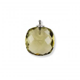 Heide Heinzendorff Anhänger Quarzglas Briolett 16mm Oliv 